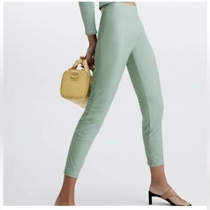 FABLETICS Pastel Green Vegan Leather High-Waisted Legging size L